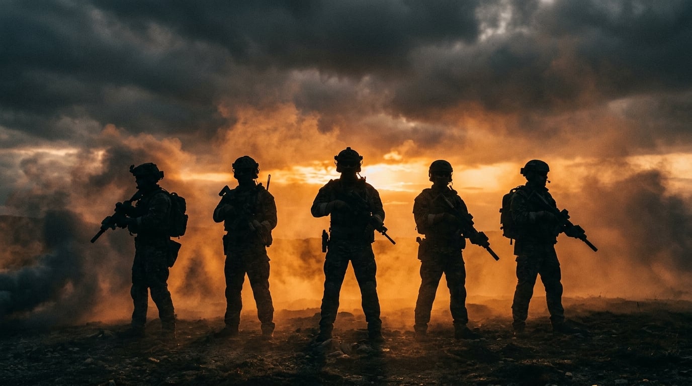 Soldiers silhouetted at dawn — The Forge program